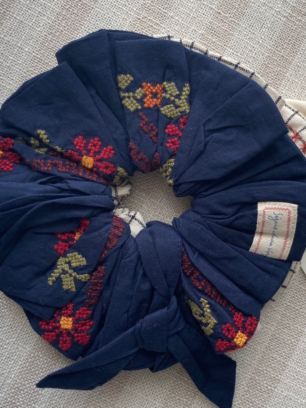 Sezane Embroidered Maxi Scrunchie Set NWT